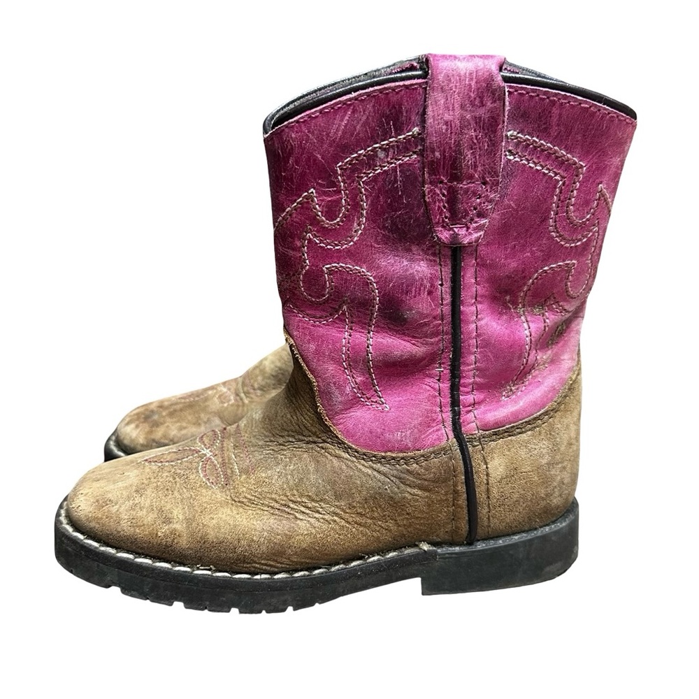 SHYANNE TODDLER GIRLS' LIL LAINIE WESTERN BOOTS - ROUND TOE SIZE 7 Leather